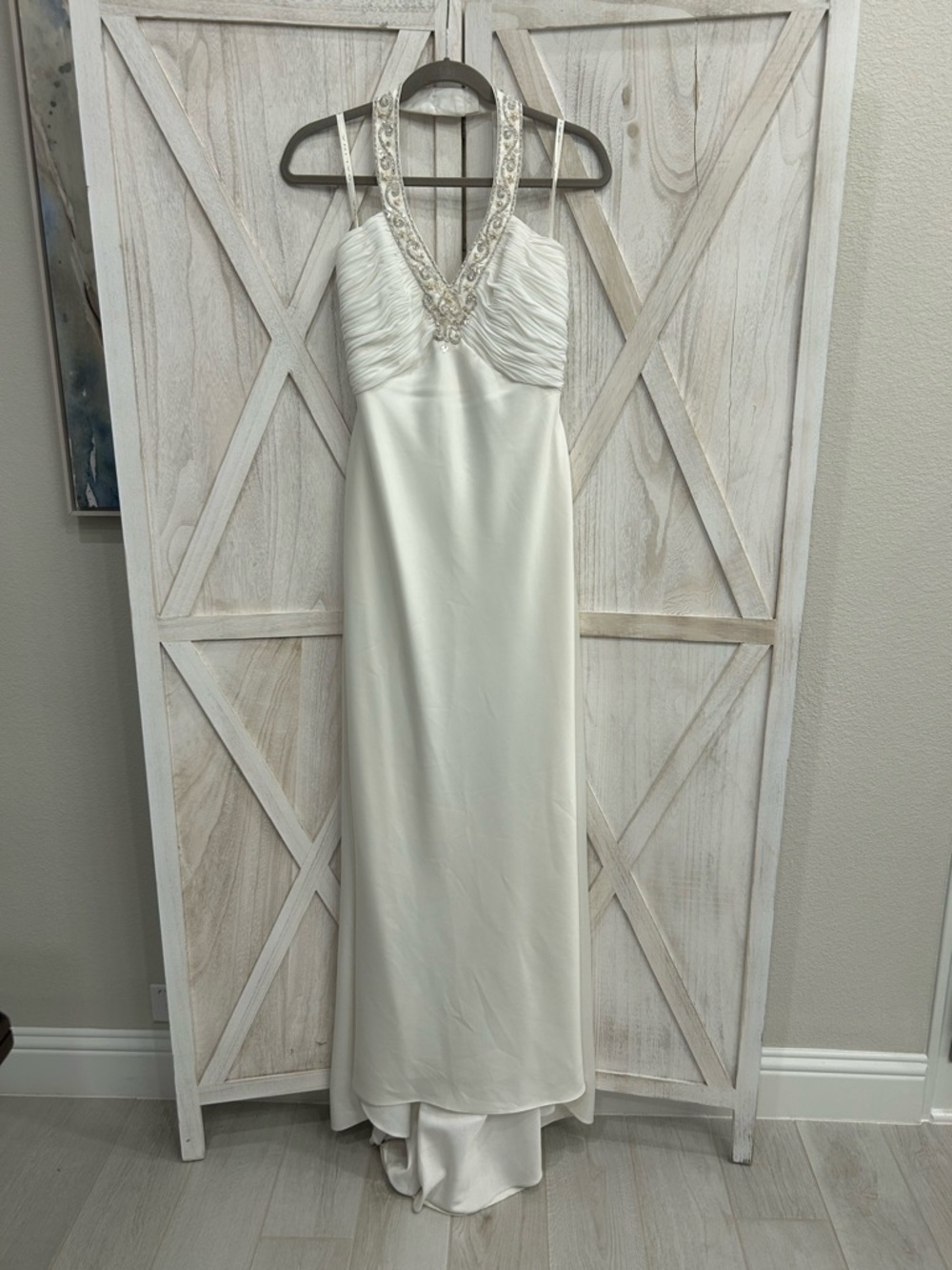 Galina Beaded Halter Wedding Dress in Ivory